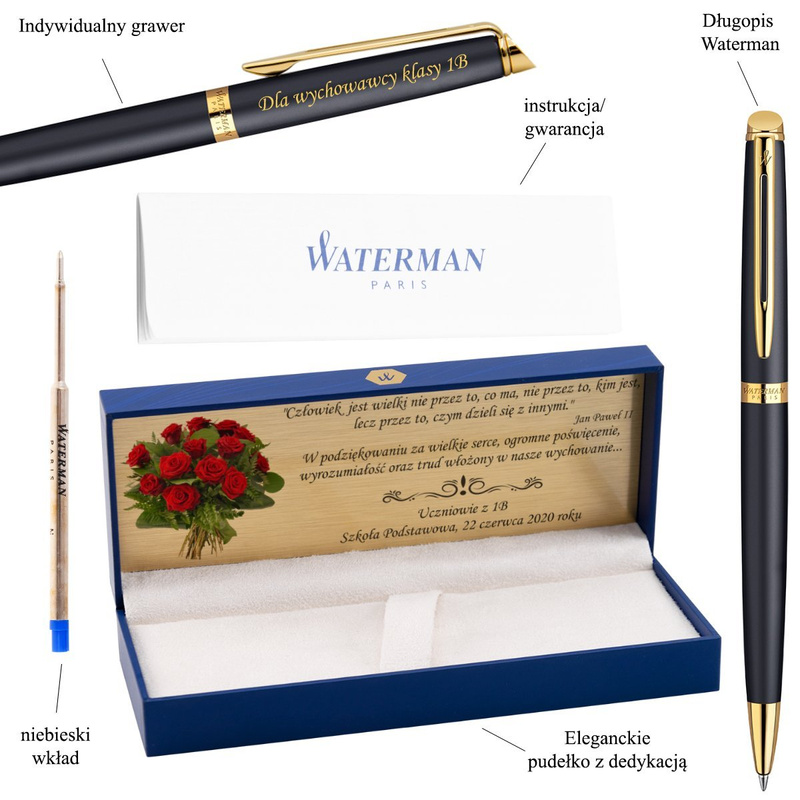 Długopis Waterman Hemisphere czarny mat GT na koniec roku z grawerem