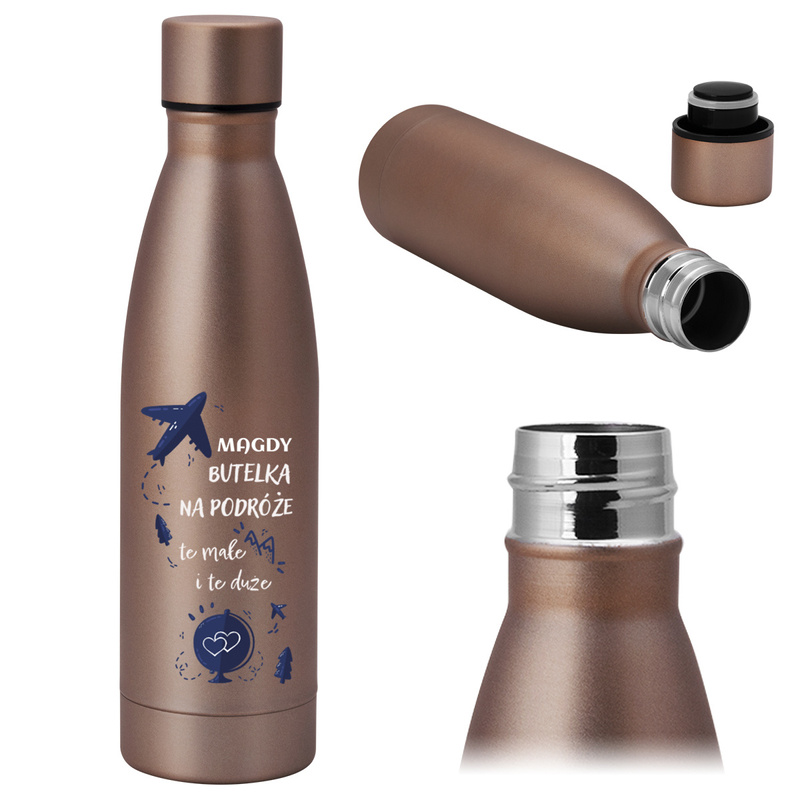 Butelka próżniowa 500 ml z nadrukiem UV – idealny prezent dla miłośnika podróży