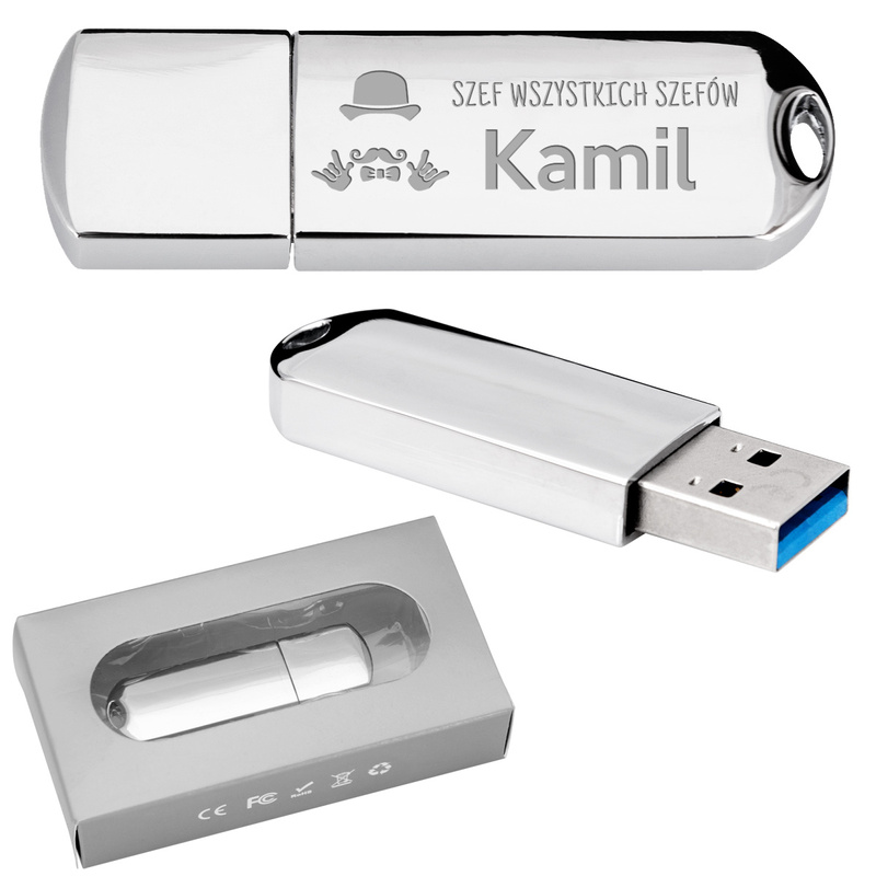 Pendrive chrom 16 GB dla Szefa wszystkich szefów z grawerem