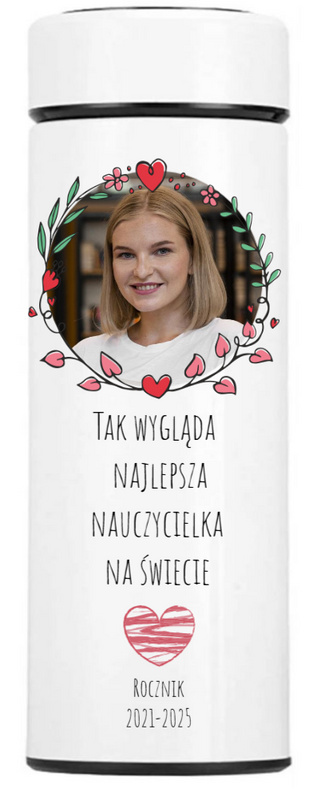 Kubek termiczny wyświetlacz LED personalizowany nadruk UV dla nauczyciela