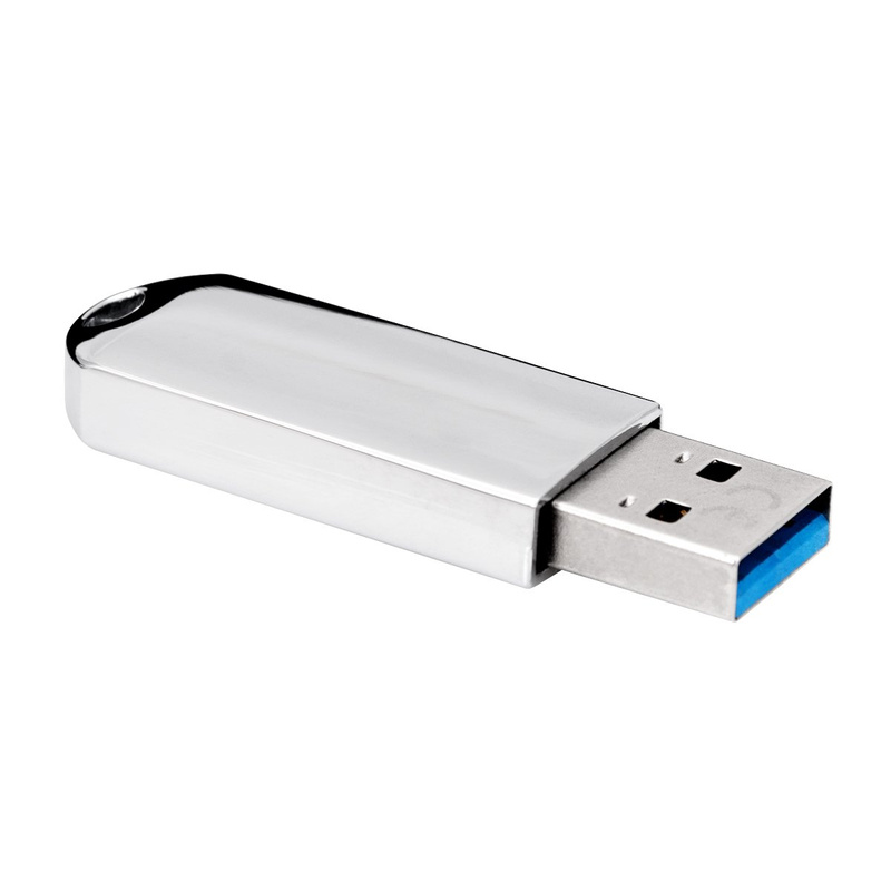 Pendrive chromowany 16 GB ze smyczą i grawerem laserowym