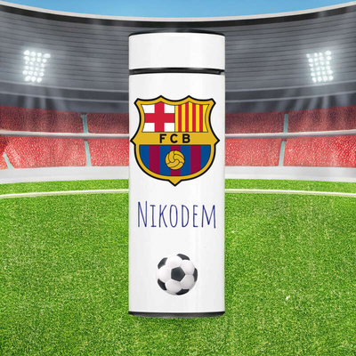 Kubek termiczny z wyświetlaczem LED i personalizowanym nadrukiem UV – idealny prezent dla fana piłki nożnej/ FC Barcelona