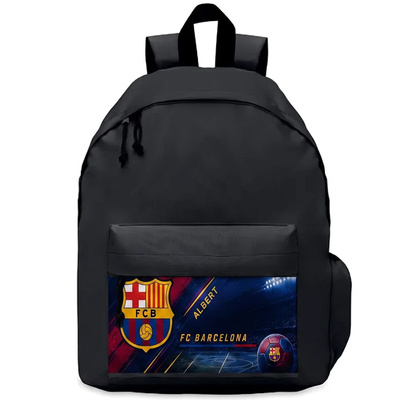 Personalizowany plecak szkolny FC Barcelona z imieniem – czarny plecak dla fana piłki nożnej