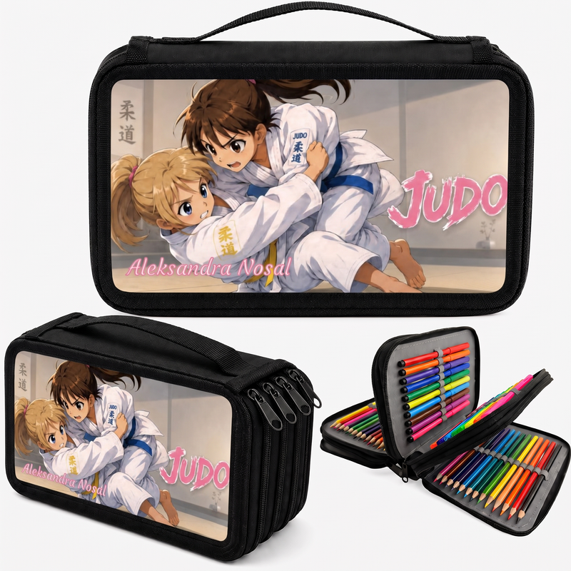 Personalizowany piórnik Judo dla dziewczynki z imieniem – Anime Judo