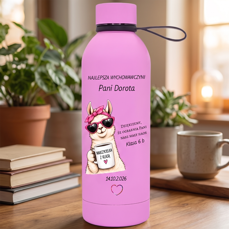 Personalizowana butelka termiczna dla nauczycielki 500 ml – prezent na Dzień Nauczyciela